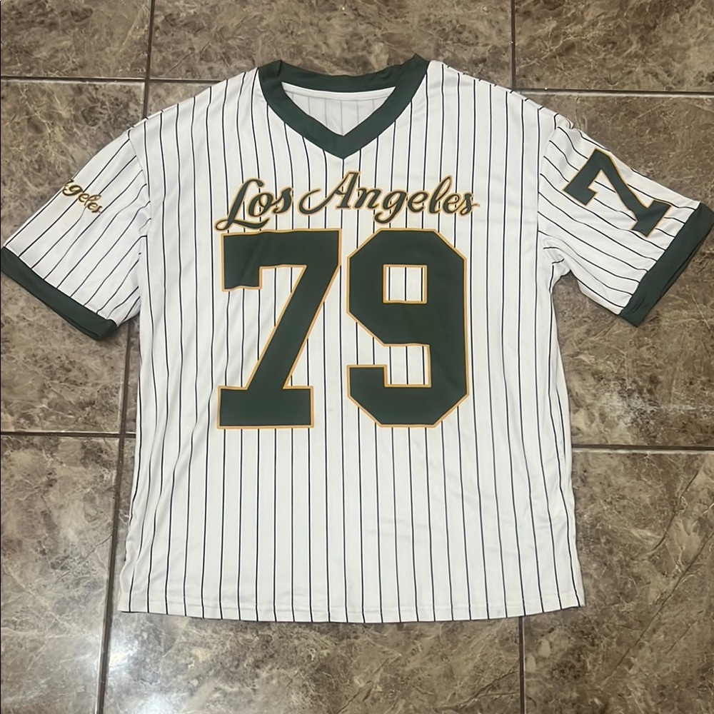 White and Green Striped Jersey with 79 Design